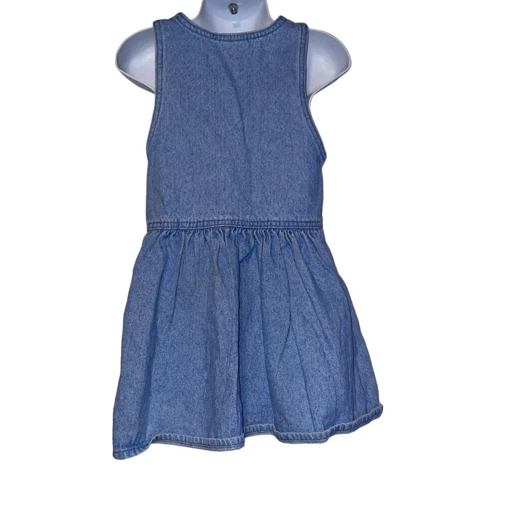 Vintage OshKosh BGosh Denim Jumper Dress Toddler Girls 4T Blue Made USA Light